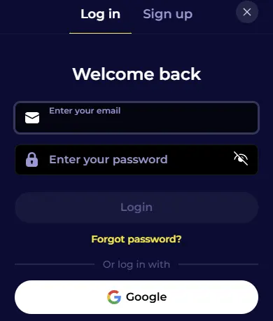 Log in en begin met spelen bij Nyxbets Casino